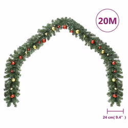 vidaXL Christmas Garland Decorated with Baubles and LED Lights Multi Sizes - 20 m - Additional view 5