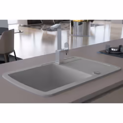 vidaXL Granite Kitchen Sink Single Basin Grey Overmount with Basket Strainer