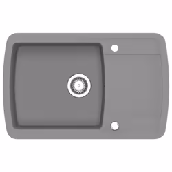 vidaXL Granite Kitchen Sink Single Basin Grey Overmount with Basket Strainer