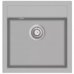 vidaXL Granite Kitchen Sink Single Basin Grey Overmount with Basket Strainer