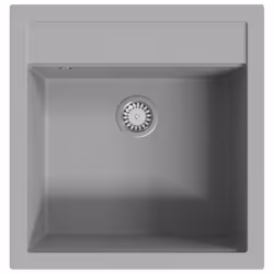 vidaXL Granite Kitchen Sink Single Basin Grey Overmount with Basket Strainer