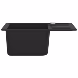 vidaXL Granite Kitchen Sink Single Basin Black Overmount with Basket Strainer - Additional view 5