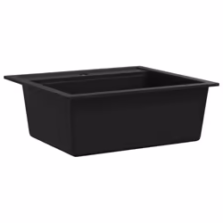 vidaXL Granite Kitchen Sink Single Basin Black Overmount with Basket Strainer