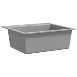 vidaXL Granite Kitchen Sink Single Basin Grey Overmount with Basket Strainer