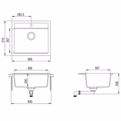 vidaXL Granite Kitchen Sink Single Basin Grey Overmount with Basket Strainer - Additional view 7