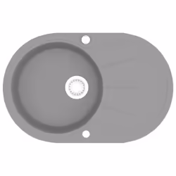 vidaXL Granite Kitchen Sink Single Basin Oval Grey Overmount Basket Strainer