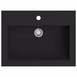 vidaXL Granite Basin Black Above Counter Cloakroom Bathroom Sink Wash Bowl - Additional view 2