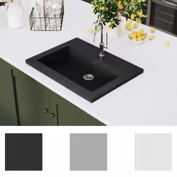 vidaXL Granite Basin Black Above Counter Cloakroom Bathroom Sink Wash Bowl - Additional view 3