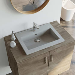 vidaXL Granite Basin Grey Above Counter Bathroom Cloakroom Wash Sink Bowl