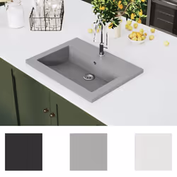 vidaXL Granite Basin Grey Above Counter Bathroom Cloakroom Wash Sink Bowl