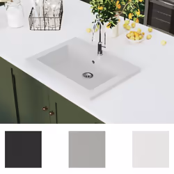 vidaXL Granite Basin White Above Counter Bathroom Cloakroom Wash Sink Bowl - Additional view 3