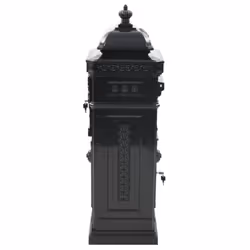 vidaXL Pillar Letterbox Aluminium Vintage Style Rustproof Black Mail Post Box - Additional view 5