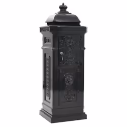 vidaXL Pillar Letterbox Aluminium Vintage Style Rustproof Black Mail Post Box - Additional view 6