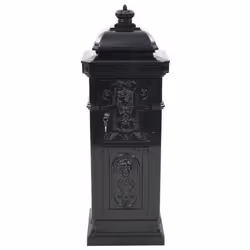 vidaXL Pillar Letterbox Aluminium Vintage Style Rustproof Black Mail Post Box - Additional view 7