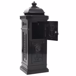 vidaXL Pillar Letterbox Aluminium Vintage Style Rustproof Black Mail Post Box - Additional view 8