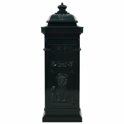 vidaXL Pillar Letterbox Aluminium Vintage Style Rustproof Green Mail Post Box
