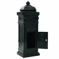 vidaXL Pillar Letterbox Aluminium Vintage Style Rustproof Green Mail Post Box