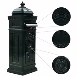 vidaXL Pillar Letterbox Aluminium Vintage Style Rustproof Green Mail Post Box - Additional view 4