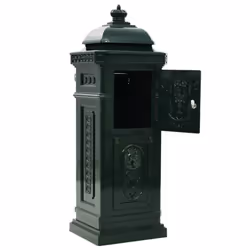 vidaXL Pillar Letterbox Aluminium Vintage Style Rustproof Green Mail Post Box - Additional view 8