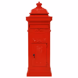 vidaXL Pillar Letterbox Aluminium Vintage Style Rustproof Red Mail Post Box