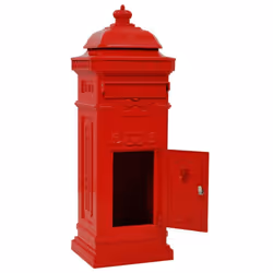 vidaXL Pillar Letterbox Aluminium Vintage Style Rustproof Red Mail Post Box