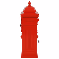 vidaXL Pillar Letterbox Aluminium Vintage Style Rustproof Red Mail Post Box - Additional view 5