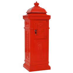 vidaXL Pillar Letterbox Aluminium Vintage Style Rustproof Red Mail Post Box - Additional view 6