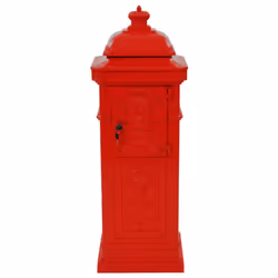 vidaXL Pillar Letterbox Aluminium Vintage Style Rustproof Red Mail Post Box - Additional view 7