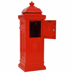 vidaXL Pillar Letterbox Aluminium Vintage Style Rustproof Red Mail Post Box - Additional view 8