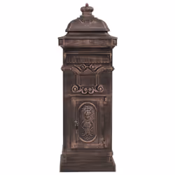 vidaXL Pillar Letterbox Aluminium Vintage Style Rustproof Bronze Standing Box
