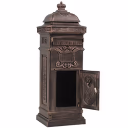 vidaXL Pillar Letterbox Aluminium Vintage Style Rustproof Bronze Standing Box