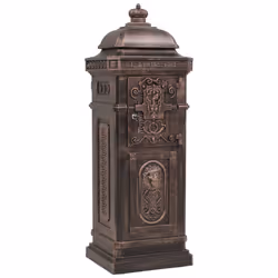 vidaXL Pillar Letterbox Aluminium Vintage Style Rustproof Bronze Standing Box - Additional view 5