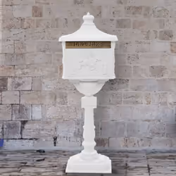 vidaXL Pedestal Letterbox Aluminium Vintage Style Rustproof White Mailbox