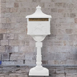 vidaXL Pedestal Letterbox Aluminium Vintage Style Rustproof White Mailbox