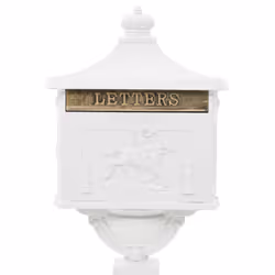 vidaXL Pedestal Letterbox Aluminium Vintage Style Rustproof White Mailbox