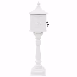 vidaXL Pedestal Letterbox Aluminium Vintage Style Rustproof White Mailbox - Additional view 5