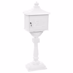 vidaXL Pedestal Letterbox Aluminium Vintage Style Rustproof White Mailbox - Additional view 6