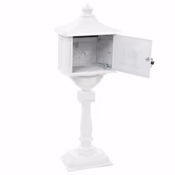 vidaXL Pedestal Letterbox Aluminium Vintage Style Rustproof White Mailbox - Additional view 7