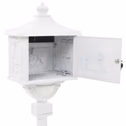 vidaXL Pedestal Letterbox Aluminium Vintage Style Rustproof White Mailbox - Additional view 8