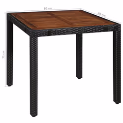 vidaXL Solid Acacia Wood and Poly Rattan Outdoor Dining Set 5 Piece Furniture - Additional view 5