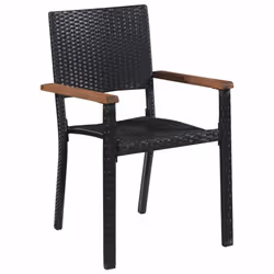vidaXL Solid Acacia Wood and Poly Rattan Outdoor Dining Set 7 Piece Furniture
