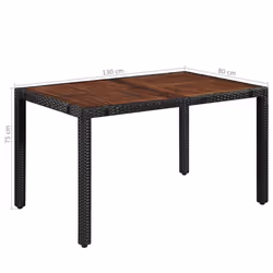 vidaXL Solid Acacia Wood and Poly Rattan Outdoor Dining Set 7 Piece Furniture - Additional view 5