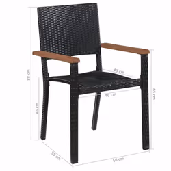 vidaXL Solid Acacia Wood and Poly Rattan Outdoor Dining Set 9 Piece Furniture - Additional view 6