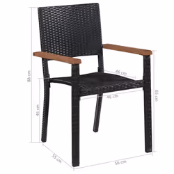 VidaXL 43937 outdoor chair Terrace Acacia wood, Polyrattan, Steel Black, Brown - Additional view 5