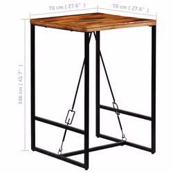 vidaXL Bar Table Solid Reclaimed Wood Kitchen Dining Table 70x70cm/120x60cm - 70 x 70 x 106 cm - Additional view 7
