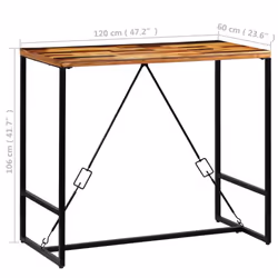 vidaXL Bar Table Solid Reclaimed Wood Kitchen Dining Table 70x70cm/120x60cm - 120 x 60 x 106 cm - Additional view 7