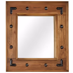 vidaXL Mirror Decorative Makeup Vanity Hall Bathroom Mirror Solid Acacia Wood - 50 x 50 cm