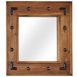 vidaXL Mirror Decorative Makeup Vanity Hall Bathroom Mirror Solid Acacia Wood - 50 x 50 cm