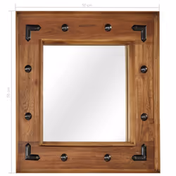 vidaXL Mirror Decorative Makeup Vanity Hall Bathroom Mirror Solid Acacia Wood - 50 x 50 cm