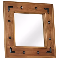 vidaXL Mirror Decorative Makeup Vanity Hall Bathroom Mirror Solid Acacia Wood - 50 x 50 cm - Additional view 7